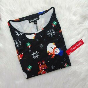 💰3/$25 NWT Dress Works Christmas Swing Dress Snowman Reindeer Ugly Christmas XS
